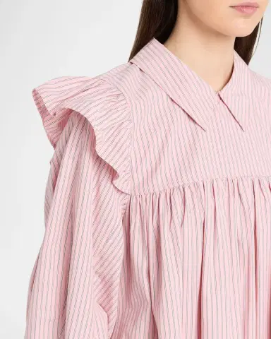 Ganni Oxford Stripe Long-Sleeve Mini Dress | Thumbnail 5 Ganni Oxford Stripe Long-Sleeve Mini Dress | Thumbnail 5