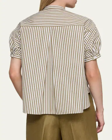 Lafayette 148 New York Stripe Poplin Puff-Sleeve Shirt | Thumbnail 2 Lafayette 148 New York Stripe Poplin Puff-Sleeve Shirt | Thumbnail 2