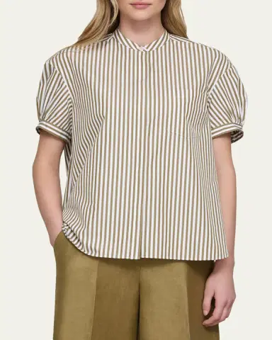 Lafayette 148 New York Stripe Poplin Puff-Sleeve Shirt | Thumbnail 3 Lafayette 148 New York Stripe Poplin Puff-Sleeve Shirt | Thumbnail 3