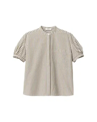 Lafayette 148 New York Stripe Poplin Puff-Sleeve Shirt | Thumbnail 1 Lafayette 148 New York Stripe Poplin Puff-Sleeve Shirt | Thumbnail 1