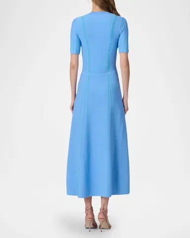 Shoshanna Anne Dotted Button-Down Knit Midi dress | Thumbnail 3 Shoshanna Anne Dotted Button-Down Knit Midi dress | Thumbnail 3