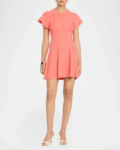 Shoshanna Maddy Dotted Flutter-Sleeve Mini Dress | Thumbnail 2 Shoshanna Maddy Dotted Flutter-Sleeve Mini Dress | Thumbnail 2