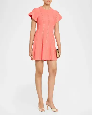 Shoshanna Maddy Dotted Flutter-Sleeve Mini Dress | Thumbnail 4 Shoshanna Maddy Dotted Flutter-Sleeve Mini Dress | Thumbnail 4