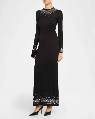 Rabanne Degrade Hotfix Jersey Long-Sleeve Maxi Dress | Thumbnail 3