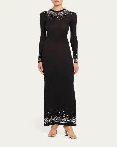 Rabanne Degrade Hotfix Jersey Long-Sleeve Maxi Dress | Thumbnail 6