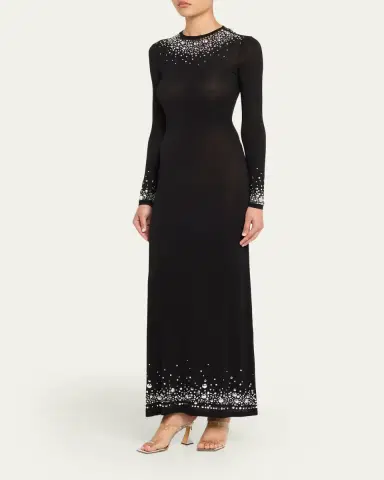 Rabanne Degrade Hotfix Jersey Long-Sleeve Maxi Dress | Thumbnail 7