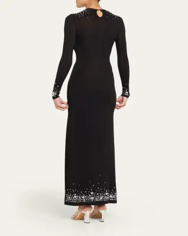 Rabanne Degrade Hotfix Jersey Long-Sleeve Maxi Dress | Thumbnail 9
