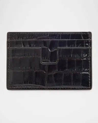 TOM FORD Men's Croc-Embossed Leather Card Holder | Thumbnail 2 TOM FORD Men's Croc-Embossed Leather Card Holder | Thumbnail 2