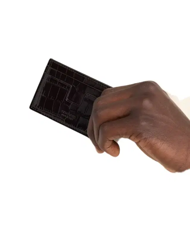 Men's Croc-Embossed Leather Card Holder