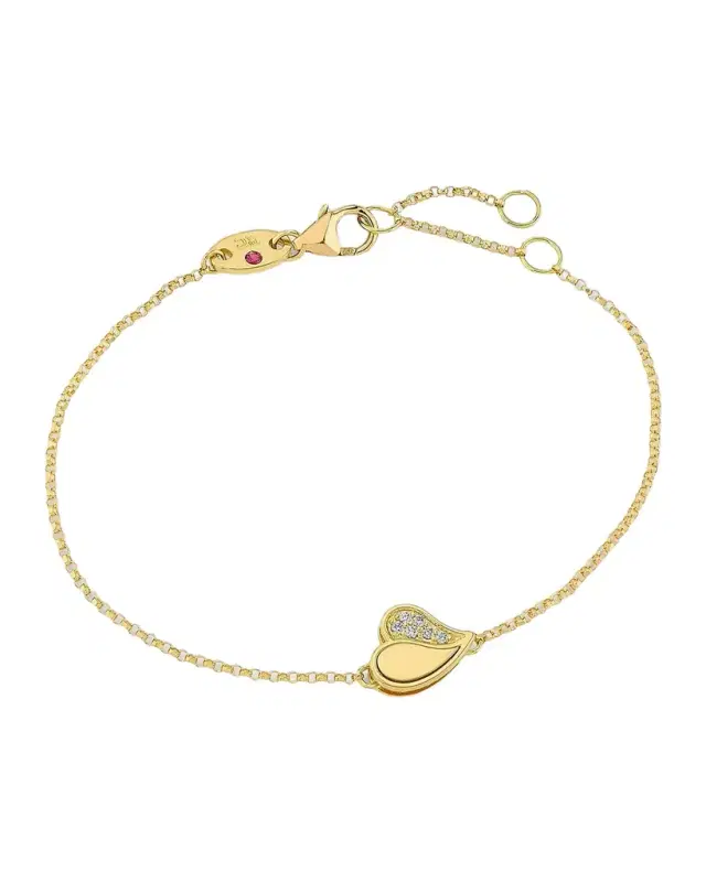 18K Yellow Gold Diamond Amorino Heart Bracelet