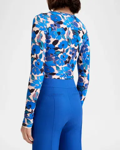 Smythe Floral Scrunch-Sleeve Crewneck Top | Thumbnail 2