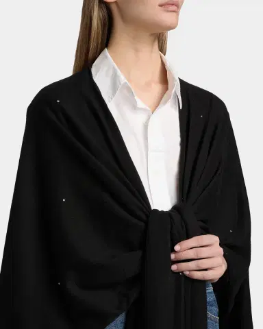 Carolyn Rowan Cotton Cashmere Crystal-Embellished Ruana | Thumbnail 4 Carolyn Rowan Cotton Cashmere Crystal-Embellished Ruana | Thumbnail 4