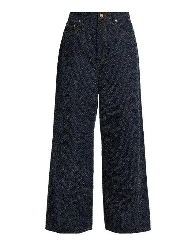 Ganni Baggy Tweed Denim Jeans