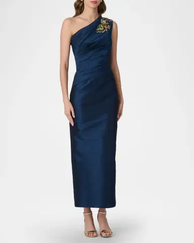 Shoshanna Como Sleeveless Beaded One-Shoulder Midi Dress | Thumbnail 2