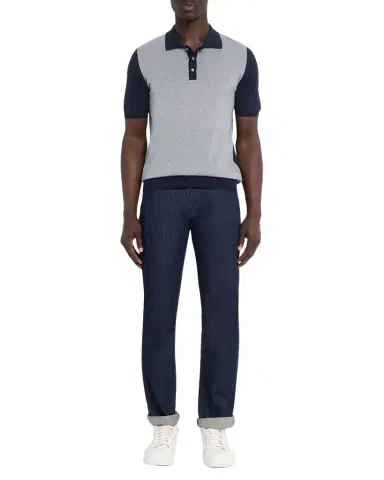 Kiton Men's Cotton Textured-Front Knit Polo Sweater | Thumbnail 1 Kiton Men's Cotton Textured-Front Knit Polo Sweater | Thumbnail 1