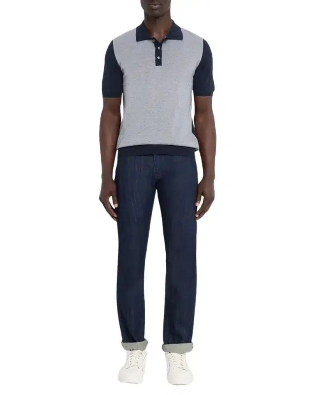 Men's Cotton Textured-Front Knit Polo Sweater