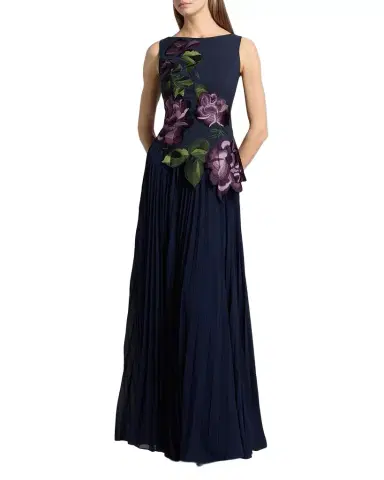 Kay Unger New York Jayla Floral-Embroidered Crepe & Chiffon Gown | Thumbnail 1