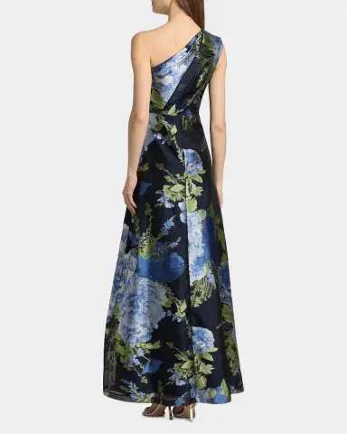 Kay Unger New York Daisy One-Shoulder Organza Jacquard Gown | Thumbnail 3 Kay Unger New York Daisy One-Shoulder Organza Jacquard Gown | Thumbnail 3