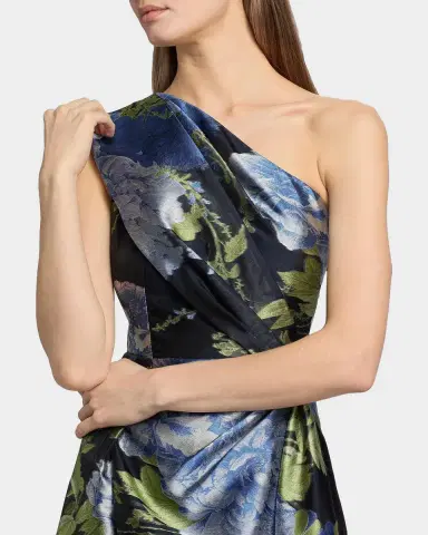 Kay Unger New York Daisy One-Shoulder Organza Jacquard Gown | Thumbnail 5 Kay Unger New York Daisy One-Shoulder Organza Jacquard Gown | Thumbnail 5