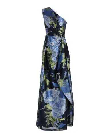 Kay Unger New York Daisy One-Shoulder Organza Jacquard Gown | Thumbnail 1 Kay Unger New York Daisy One-Shoulder Organza Jacquard Gown | Thumbnail 1