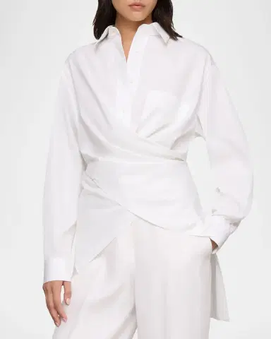 Lafayette 148 New York Convertible Long-Sleeve Poplin Shirt | Thumbnail 2 Lafayette 148 New York Convertible Long-Sleeve Poplin Shirt | Thumbnail 2