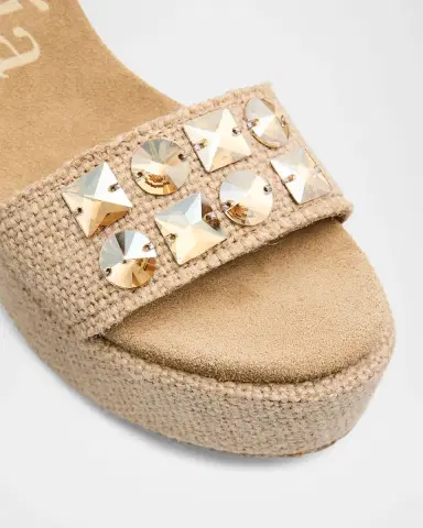 Pedro Garcia Wendy Embellished Jute Burlap Platform Sandals | Thumbnail 5