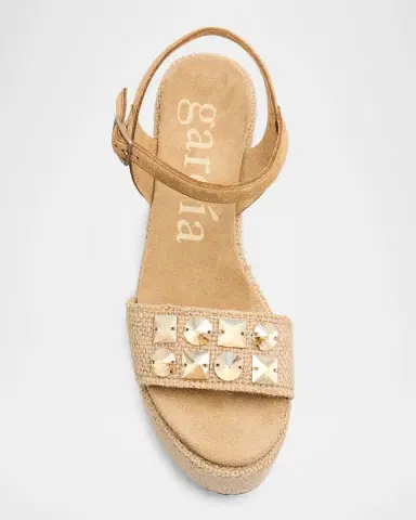 Pedro Garcia Wendy Embellished Jute Burlap Platform Sandals | Thumbnail 6