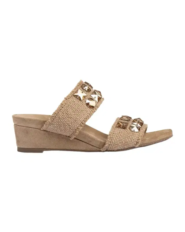 Wendy Embellished Jute Burlap Platform Sandals