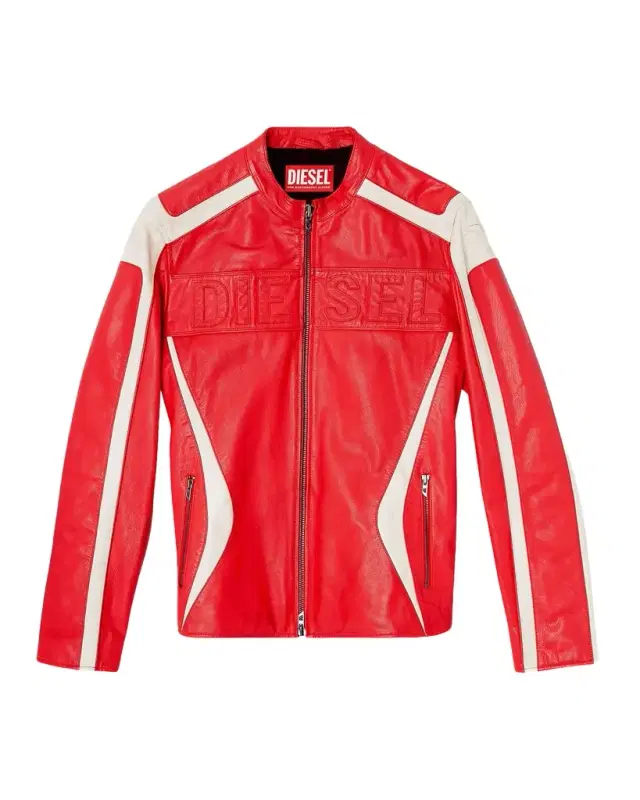 Men 's L-Adam Color-Block Leather Biker Jacket