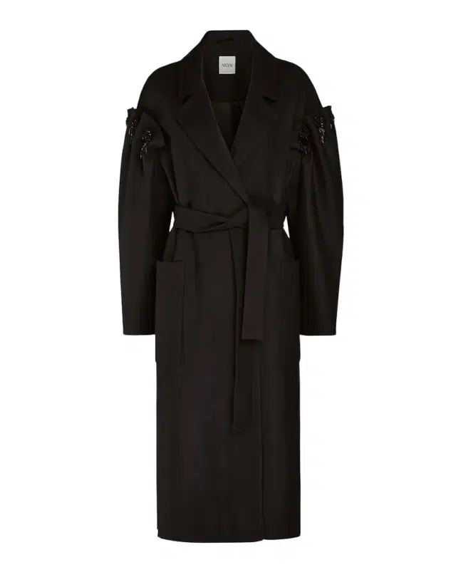 Akyn Studio Zaria Embellished Wool Maxi Coat