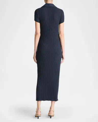 Vince Ribbed Short-Sleeve Polo Dress | Thumbnail 3 Vince Ribbed Short-Sleeve Polo Dress | Thumbnail 3