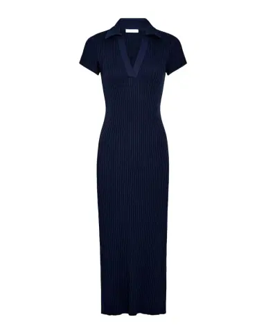 Vince Ribbed Short-Sleeve Polo Dress | Thumbnail 1 Vince Ribbed Short-Sleeve Polo Dress | Thumbnail 1