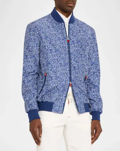 Kiton Men 's Floral Print Ribbed-Trim Blouson | Thumbnail 3 Kiton Men 's Floral Print Ribbed-Trim Blouson | Thumbnail 3