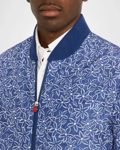 Kiton Men 's Floral Print Ribbed-Trim Blouson | Thumbnail 4 Kiton Men 's Floral Print Ribbed-Trim Blouson | Thumbnail 4