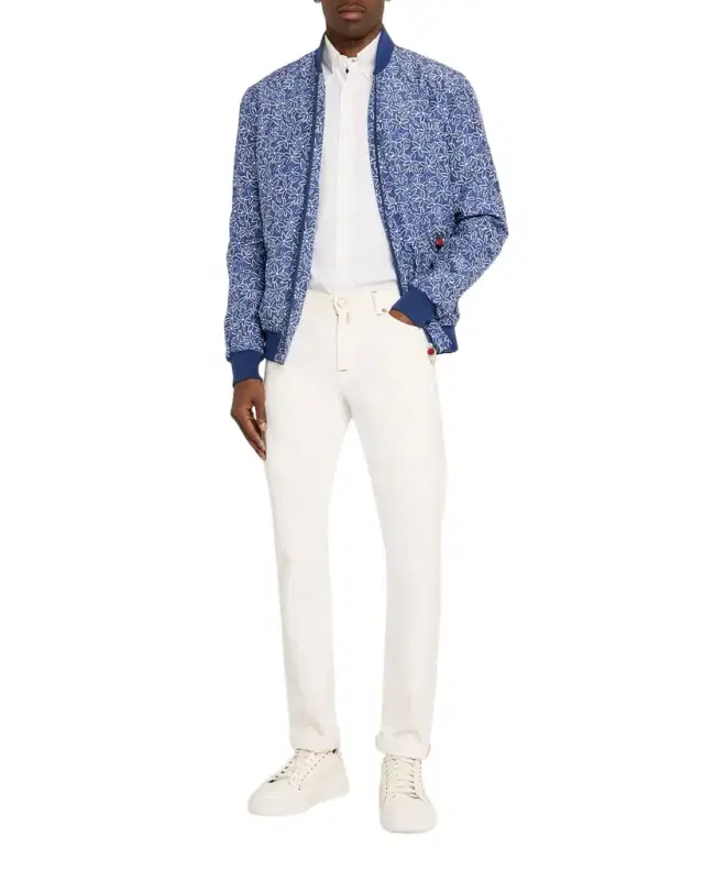 Men 's Floral Print Ribbed-Trim Blouson