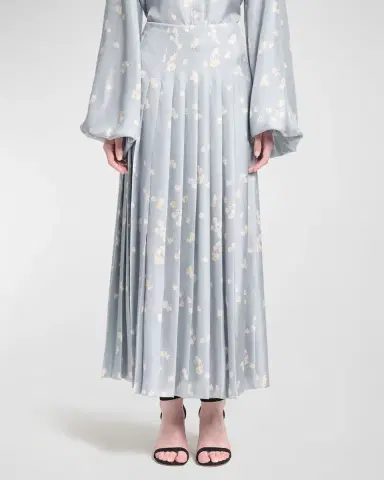 Altuzarra Monti Pleated Floral Satin Skirt | Thumbnail 4 Altuzarra Monti Pleated Floral Satin Skirt | Thumbnail 4