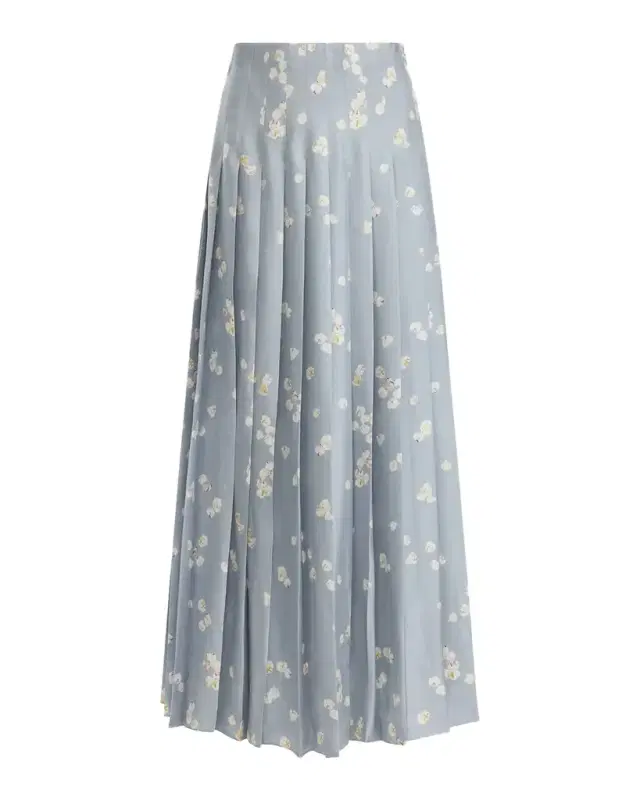 Monti Pleated Floral Satin Skirt