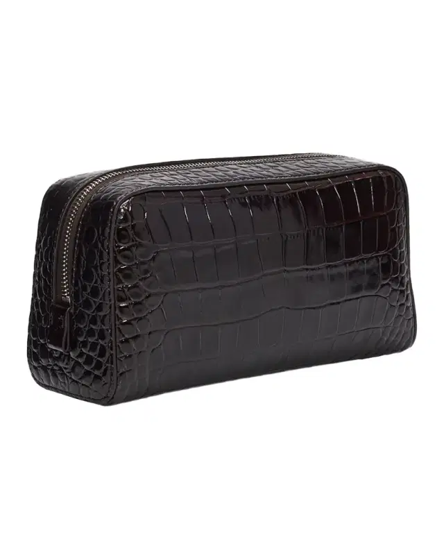 Men 's Croc-Embossed Leather Wash Bag