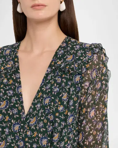 Veronica Beard Mick Floral Short-Sleeve Silk Maxi Dress | Thumbnail 5 Veronica Beard Mick Floral Short-Sleeve Silk Maxi Dress | Thumbnail 5