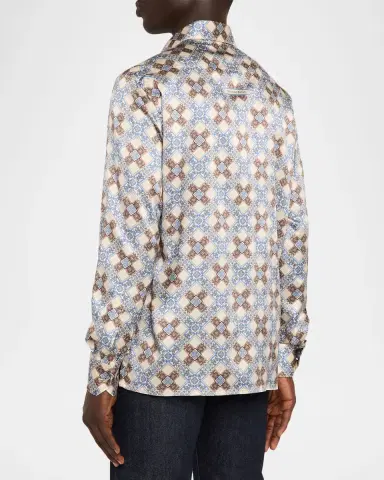 Stefano Ricci Men's Silk Geometric Cross Sport Shirt | Thumbnail 3 Stefano Ricci Men's Silk Geometric Cross Sport Shirt | Thumbnail 3