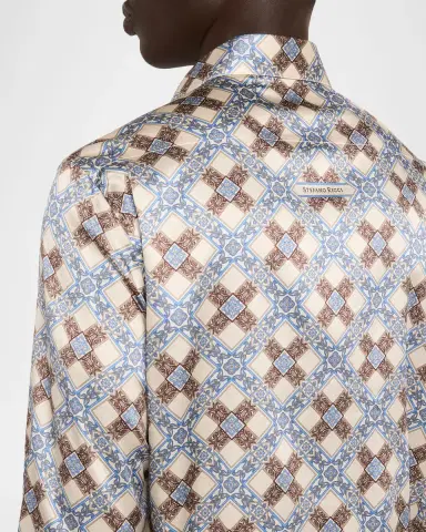 Stefano Ricci Men's Silk Geometric Cross Sport Shirt | Thumbnail 5 Stefano Ricci Men's Silk Geometric Cross Sport Shirt | Thumbnail 5