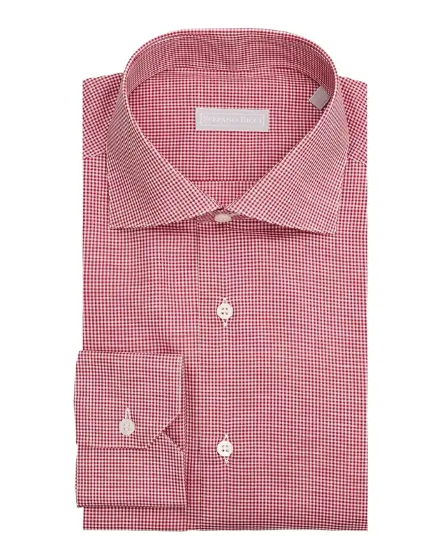 Stefano Ricci Men 's Cotton and Linen Micro-Gingham Dress Shirt
