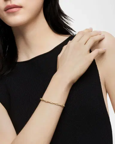David Yurman Stax Chain Link Bracelet with Diamonds in 18K Yellow Gold, 4mm | Thumbnail 2