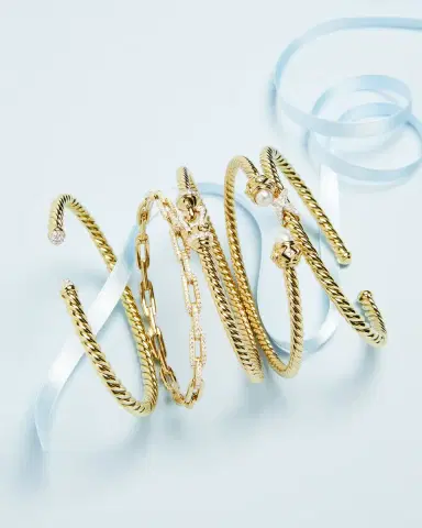 David Yurman Stax Chain Link Bracelet with Diamonds in 18K Yellow Gold, 4mm | Thumbnail 5