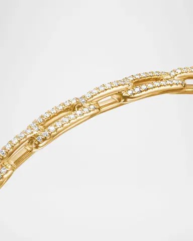 David Yurman Stax Chain Link Bracelet with Diamonds in 18K Yellow Gold, 4mm | Thumbnail 6
