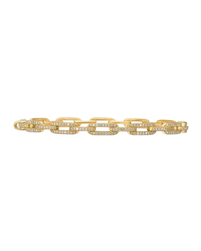 Stax Chain Link Bracelet with Diamonds in 18K Yellow Gold, 4mm