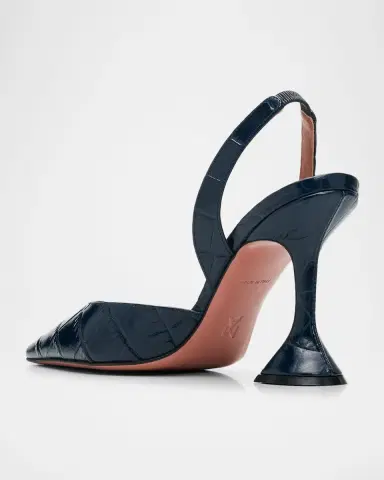 Amina Muaddi 95mm Holli Croc-Embossed Leather Slingback Pumps | Thumbnail 3 Amina Muaddi 95mm Holli Croc-Embossed Leather Slingback Pumps | Thumbnail 3