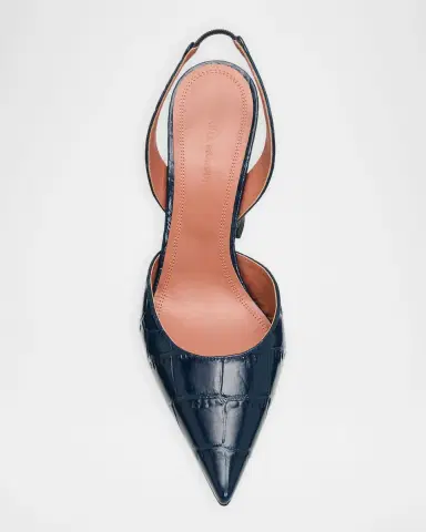 Amina Muaddi 95mm Holli Croc-Embossed Leather Slingback Pumps | Thumbnail 5 Amina Muaddi 95mm Holli Croc-Embossed Leather Slingback Pumps | Thumbnail 5