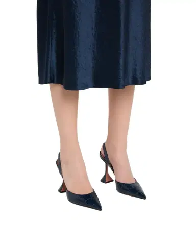 Amina Muaddi 95mm Holli Croc-Embossed Leather Slingback Pumps | Thumbnail 1 Amina Muaddi 95mm Holli Croc-Embossed Leather Slingback Pumps | Thumbnail 1