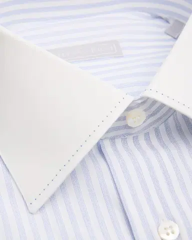 Stefano Ricci Men's Contrast Collar and Cuff Cotton Stripe Dress Shirt | Thumbnail 2 Stefano Ricci Men's Contrast Collar and Cuff Cotton Stripe Dress Shirt | Thumbnail 2